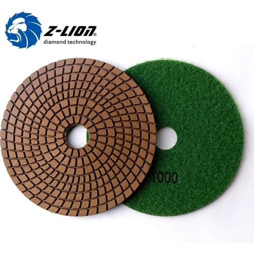 Z-LION 5" 2 Pcs/Lot Diamond Tool For Wet Polishing Disc Flexible Polishing Pad Professional Spiral Disign Granite Marble Polish