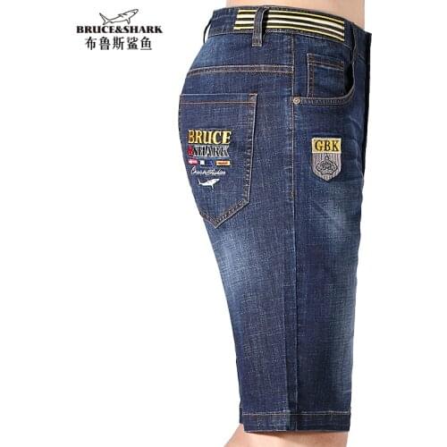 Bruce&Shark New Summer Men Jeans Short Stretch Cotton Straight Loose Style Casual Fashion mens pants Super Quality big size 42