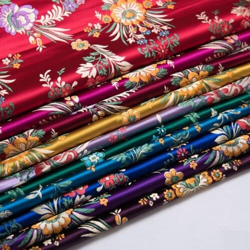 CF444 100*75cm 10colors Begonia Florals Jacquard Brocade Fabric Silk Chinese Festival Wedding Dress Qipao Cheongsam DIY Material