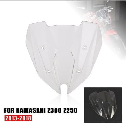 For Kawasaki NINJA Z250 Z300 2013 2014 2015 2016-2018 Windscreen Windshield Wind Deflector Screen Shield Para-brisas Accessories