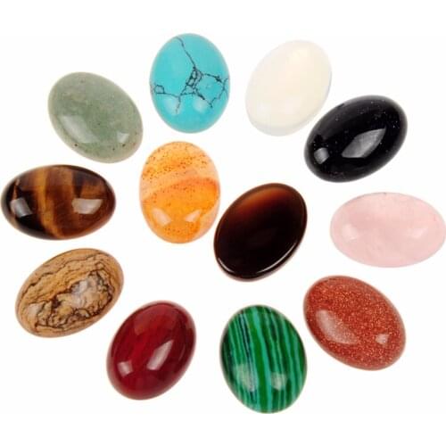 Druzy 12 Pcs 13*18mm Natural Semiprecious Stone Beads Geometric Oval Cabochons Trendy Jewelry Beads Findings for Ring(mix color)