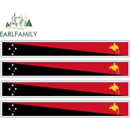 EARLFAMILY 13cm x 1.7cm 4pcs Car Stripe Motorcycle Racing Flag Sticker Skateboard Decal Moto Tuning Papua New Guinea Car Sticker
