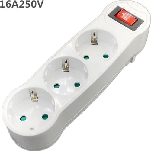 European Conversion Plug 1 to 2/3 Way Socket Adapter EU Standard Power Socket 16A Travel Plugs AC 110~250V German Converter
