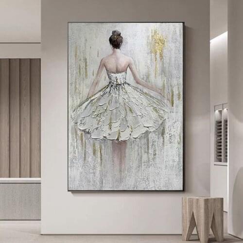 Unframed High Quality Oil Painting On Canvas Dancer Girl Oil Paintings Wall Art Home Decor For Living Room Free Shipping