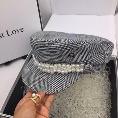 Visors military hats spring autumn period and the new stripe style navy hat fashion female caps for women