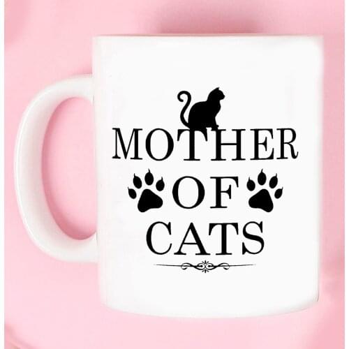 Mother of Cats Mug 11oz Creative Funny Ceramic Coffee Mugs Mama Mom Birthday Gift Tea Cups Drop Shipping