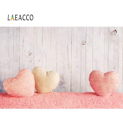 Laeacco Gray Wooden Wall Pink Love Heart Carpet Party Baby Child Portrait Photographic Backgrounds Photo Backdrops Photo Studio