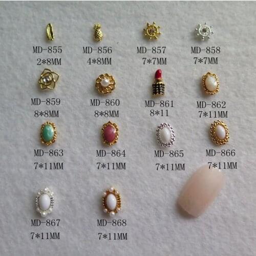 MD855-868 10pcs Fancy Feather Pineapple Metal Deco Metal Charms Metal Deco Charms Nail Art New