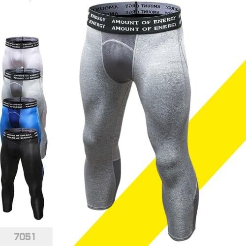 Male Bodybuilding Running Tights 3/4 Pants Men Tracksuit Workout Sportswear Fitness Gym Sports Leggings Compression Pants