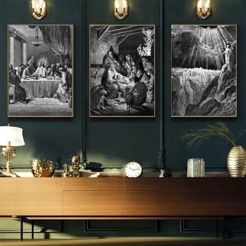 Da Vinci Last Supper Wall Art Canvas Painting White and Black Cuadros Jesus Christ Print On Canvas Wall Pictures For Living Room