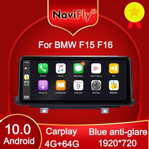 NaviFly 10.25 inch 1920*720 Blue anti-glare Carplay Android 10.0 Car DVD GPS for BMW X5 F15 X6 F16 2014-2017 NBT System DSP 4G