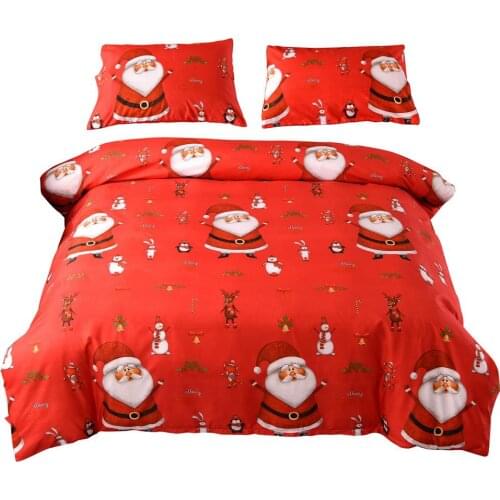 Single Double Duvet Cover Home Textile Santa Claus Pattern Pillow Cover Cartoon Comforter Bed Cover Quilting Suitable For Adults