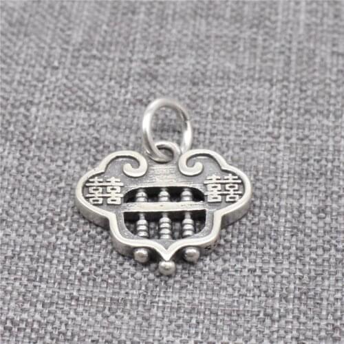 2pcs of 925 Sterling Silver Happiness Abacus Charms 2-sided with Longevity Lock for Necklace