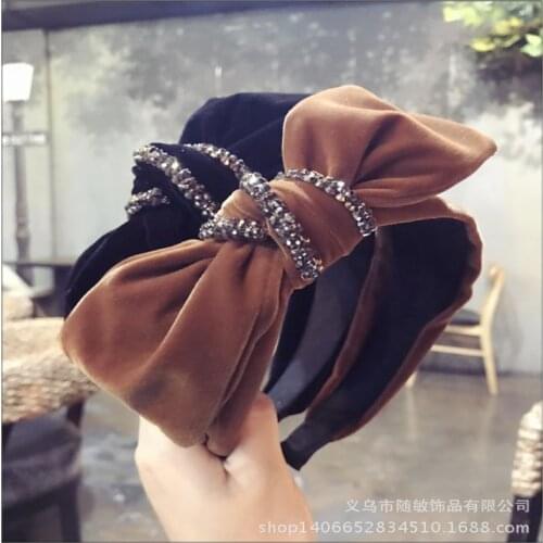 Korea High Quality Fold ribbon Pearl Zircon Retro Hair Accessories Hair Band Hair Bows Flower Crown Headbands For Women 3