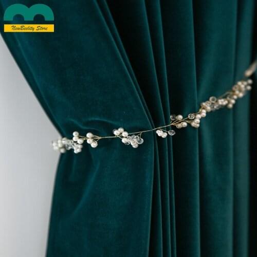 Luxury Nordic Velvet French Window Curtains Pink /green Thickened Blackout Curtains for Living Room Bedroom