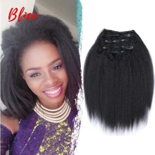 Blice Synthetic Hair Clips-In Hair 18 Clip Long Kinky Straight Heat Resistant Hair Extensions 16-20 Inch 5 Pieces/Set HairPieces