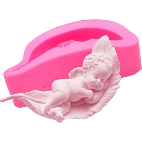 Sleep Baby on the Feather Soap silicone Mold Angle Candle Mold DIY Amora Gypsum Plaster Silicon Mould For Car Decoration