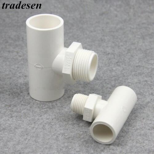 1pc 32mm/25mm/20mm to 1/2" 3/4" 1 inch Male Thread Tee Connector Garden Irrigation 3 Way T-type PVC Pipe Fittings UPVC Adapter