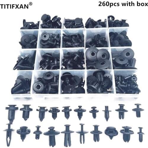 260PCS Car Bumper Fender Plastic Fastener Clip With Box For Toyota Tacoma For Chrysler 300c For Honda Civic For Ford Focus