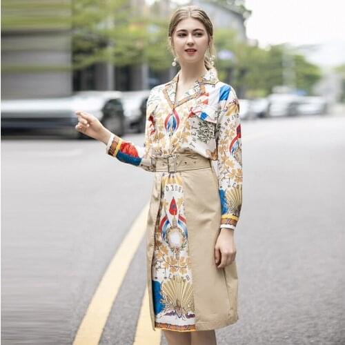 Fashion 2021 Spring Runway Summer Women 2 Piece Set Flower Letter Print Blouse + Slim Skirt Twinset Elegant Lady Suit