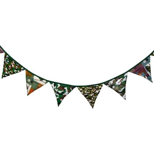 1pcs 3.2M Length 12 Flags Camo Green Outdoor Camping Flag Hanging Cloth Banner Baby Birthday Party Background Decoration Pennant