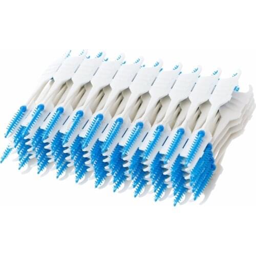 20/40/120/200Pcs Double Floss Head Hygiene Dental Silicone Interdental Brush Toothpick Drop Shipping