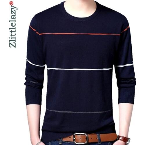 2020 Brand Social Cotton Thin Mens Pullover Sweaters Casual Crocheted Striped Knitted Sweater Men Masculino Jersey Clothes 5066