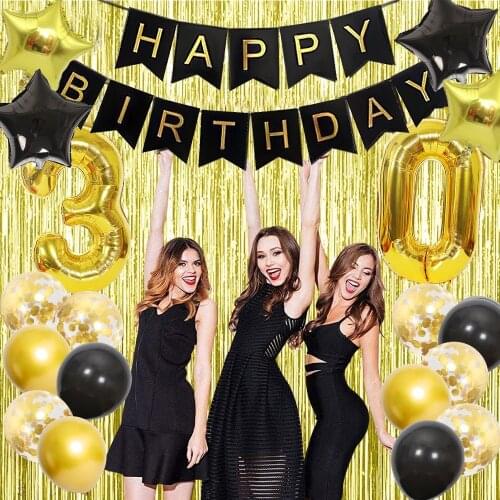 30 40 50 Birthday Balloon Party Decoration Happy Birthday Banner Balloons 40'' Large Number Foil Balloons Gold Birthday