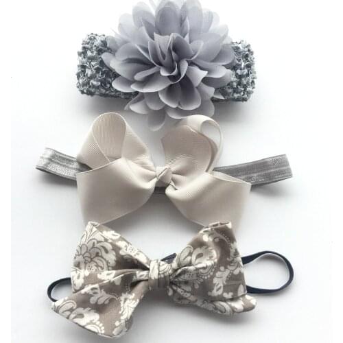 2017 New Arrivals 25 Colors Baby Girls Boys Nylon Headband 3pcs/set Kids Flower Hairbands Bowknot Hair Accessories Bebe