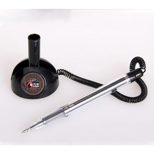 2 pcs/ lot Balck 0.5mm Desk pen Round Table Mounted Gel Pen for Bank Front Finance Counter