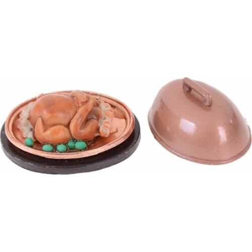Kitchen Cutting Toy 1:12 Dollhouse Miniature Food Christmas Turkey With Lid Pretend Play Toy Accessories