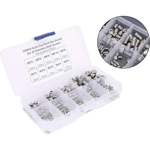 Thread repair tool 200pcs Stainless Steel Cup Point Hex Socket Grub Screw for Precise Instrument M3/M4/M5/M6/M8 ferreteria