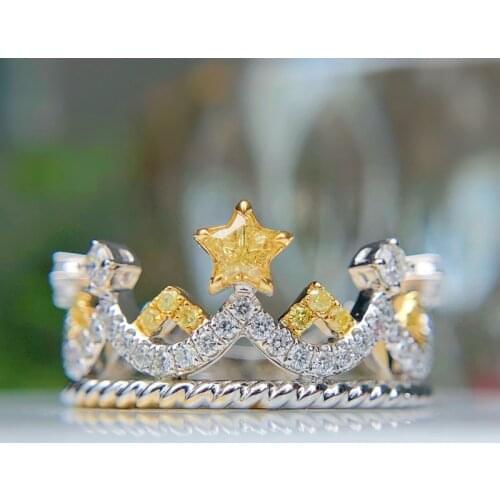 Crown Lab Diamond cz Ring 925 sterling silver Engagement Wedding band Rings for Women men Party Jewelry