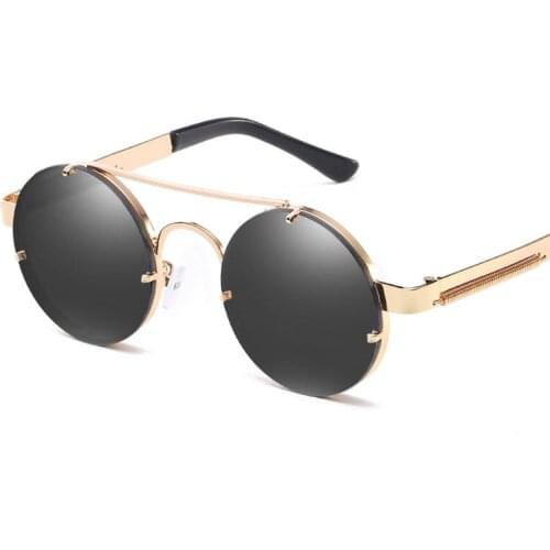 Round Metal Steampunk Sunglasses Men Women Stylish Fashion Vintage Retro Designer Glasses UV400