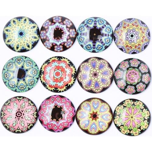 Reidgaller mix pattern photo round dome glass cabochon 10mm 16mm 12mm 20mm 30mm diy flat back jewelry findings for scrapbooking