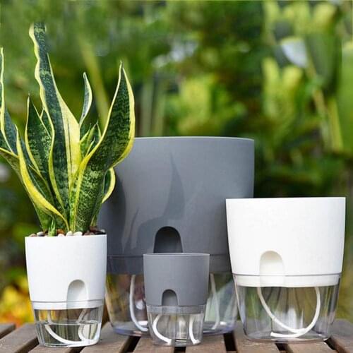 2 Tier Round Resin Self-Watering Hydroponic Plant Flowerpot Home Office Decor Indoor Plant Cultivation Flowerpot Green Radish