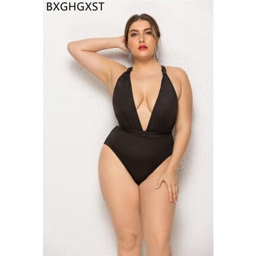 Onepiece swimsuit swimming suit for women plus size sexy 2020 bikini one piece swimsuit plus size fashion black swimsuit 5xl