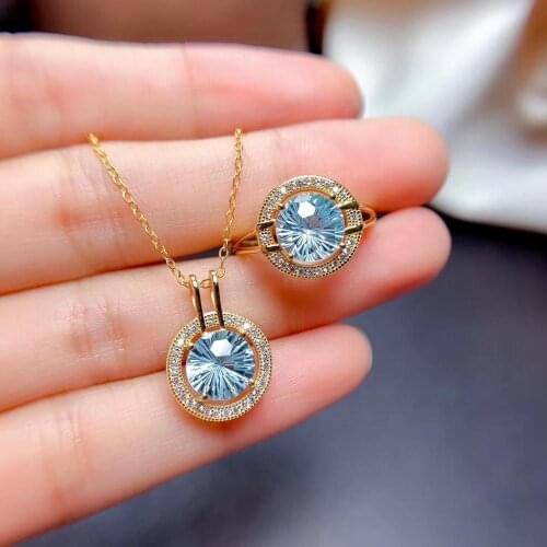 Best Gift Natural Real Topaz jewelry set Natural Real Topaz 925 sterling silver 1pc Topaz pendant,1pc Topaz ring