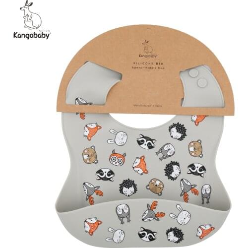 Kangobaby Adjustable Different Size Fashionable Waterproof Baby Silicon Bib