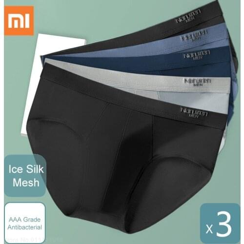 3pcs Xiaomi Mens Antibacterial Underwear Ice Silk Comfortable Breathable Pants Large Size Man Loose Triangle lingerie Panties