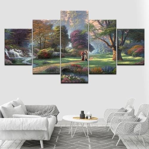 Wall Art Canvas Paintings Home Decor For Living Room HD Prints 5 Pieces nature waterfall forest landscape Modular Poster Picture