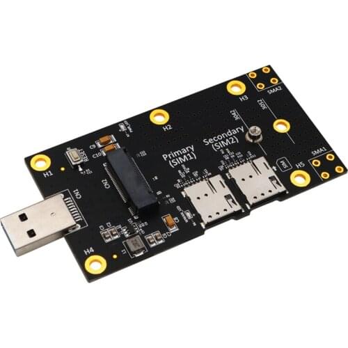 NGFF(M.2) to USB 3.0 Adapter with Dual NANO SIM Card Slot for 3G/4G/5G Module Supports 3042/3052 Type M.2 Key B Card Black