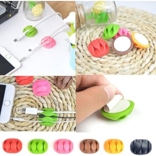 3 Holes USB Cable Organizer Wire Winder Headphone Earphone Holder Mouse Cord Silicone Clip Phone Line Desktop Management