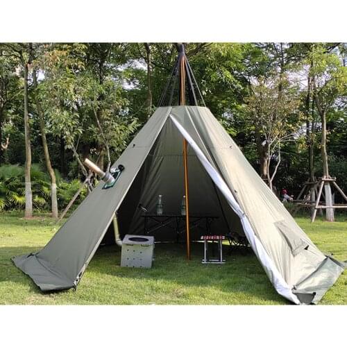 Pyramid Tent with A Chimney Hole/A Tower Smoke Window Tent Park Survival Single Layer Indian Tent Field Survival Tent M Size