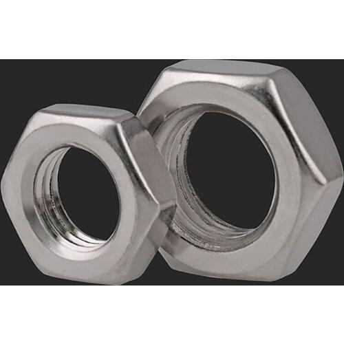 304 Stainless Steel Flat Hex Hexagon Thin Nut Jam Nut M3 4 5 6 8 10 12 14 16 18 M20