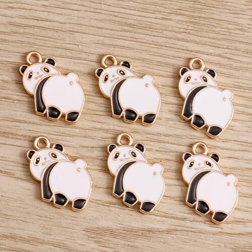 10pcs 19*16mm Cartoon Panda Charms Fit Necklaces Earrings DIY Supplies Making Enamel Animals Charms Pendants Jewelry Findings