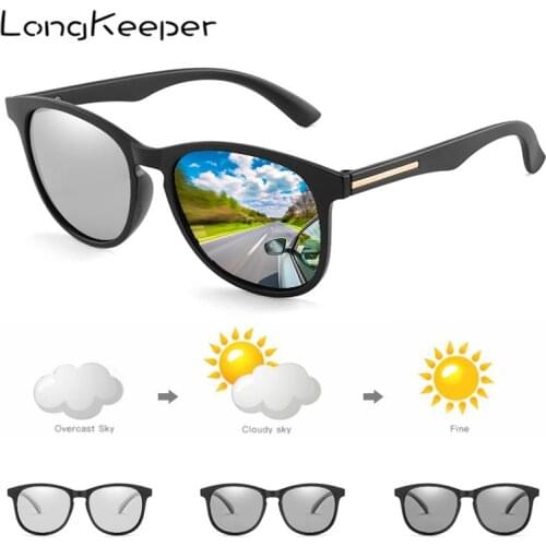 LongKeeper Polarized Photochromic Sunglasses Men Chameloen Square Sport Driving Goggles for Women Change Colors Gafas UV400