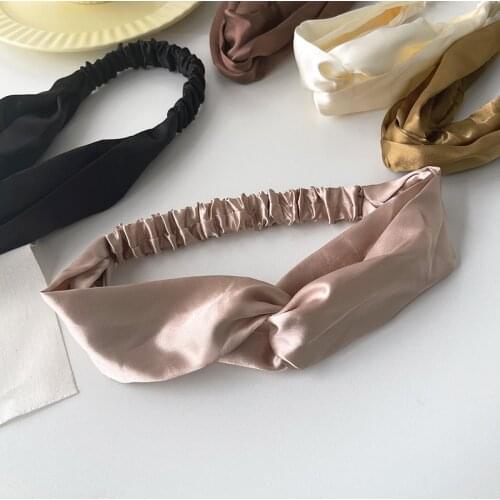 Satin Hair Rope Retro Cross Headbands Bandanas Hair Accessories Fashion Simple Women Girls Faux Silk Solid Color Hairband