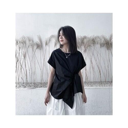 Dark series design feeling minority shirt womens short-sleeved summer thin collection waist coat 2020 new style