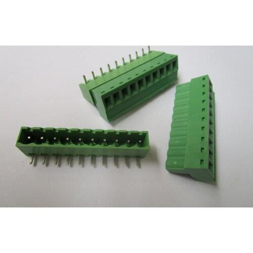 80 Pcs Close Angle 10 pin/way Pitch 5.08mm Screw Terminal Block Connector Green Color Pluggable Type With Angle pin